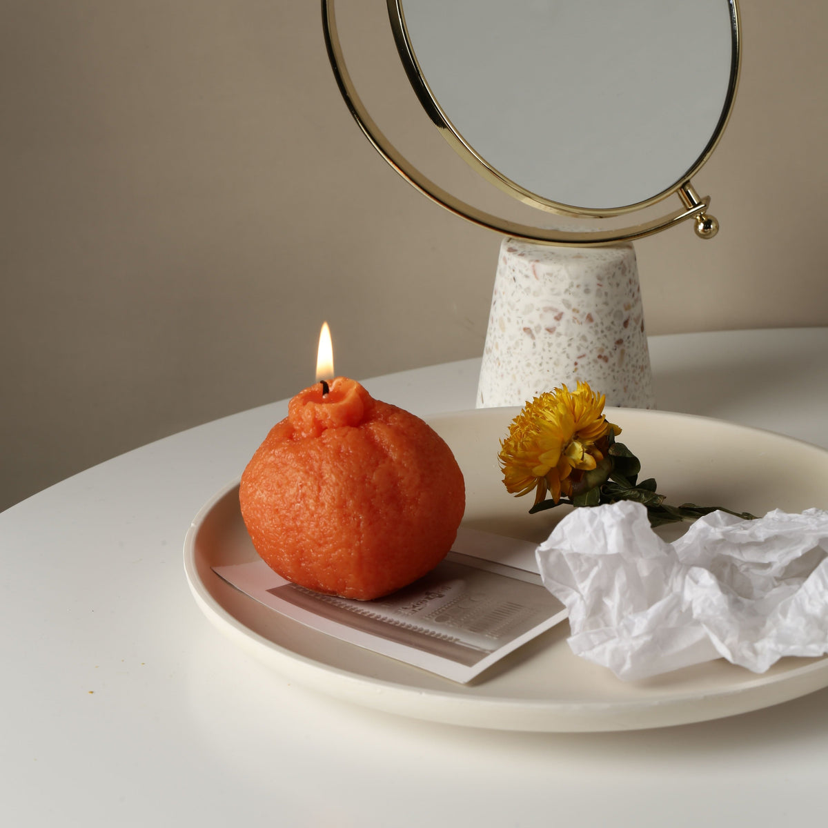 Zesty Zing Non-scented Orange Shaped Candle By La Muse 