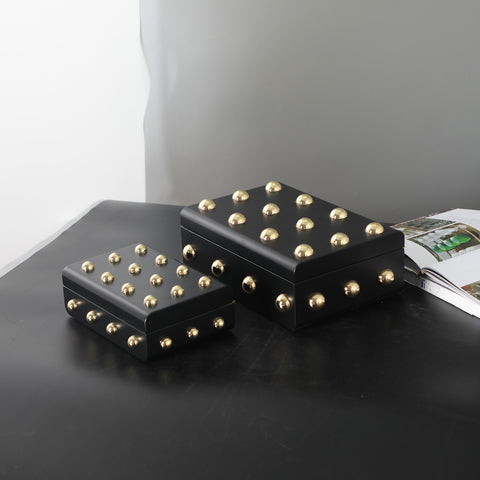 Midas Touch Keepsakes: MDF & Zinc Alloy Jewellery & Decorative Storage Boxes - (Black)