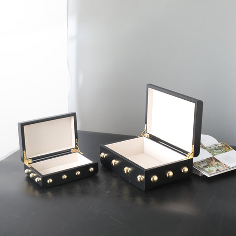 Midas Touch Keepsakes: MDF & Zinc Alloy Jewellery & Decorative Storage Boxes - (Black)