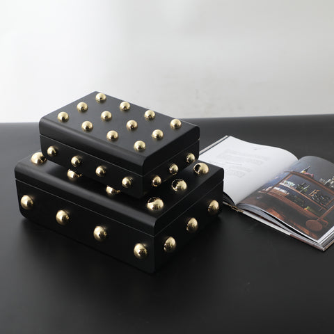 Midas Touch Keepsakes: MDF & Zinc Alloy Jewellery & Decorative Storage Boxes - (Black)