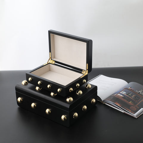 Midas Touch Keepsakes: MDF & Zinc Alloy Jewellery & Decorative Storage Boxes - (Black)