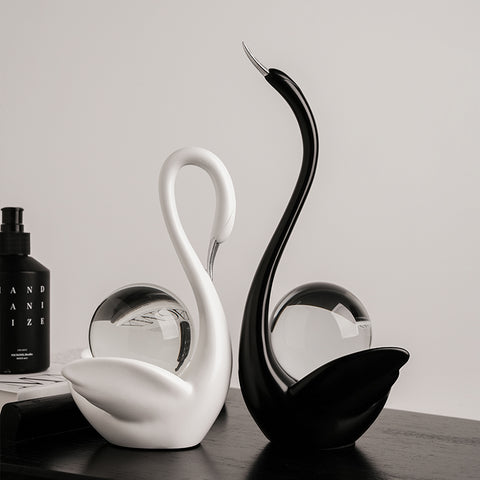 Lakeside Whispers - Ceramic & Crystal Swan Showpiece (Set of 2)