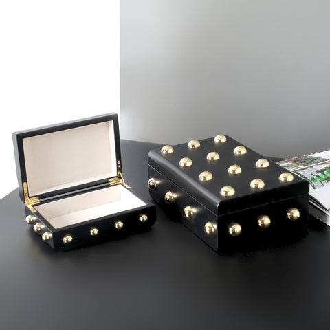 Midas Touch Keepsakes: MDF & Zinc Alloy Jewellery & Decorative Storage Boxes - (Black)