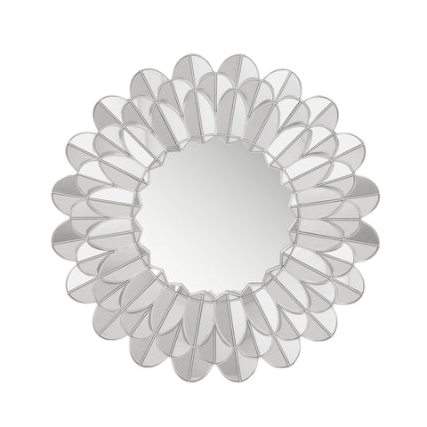 Floral Reflections - Flower Shaped Silver Finish Wall Mirror ~ 3 ft Dia