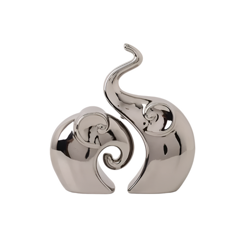 The Artsy Soul - Ceramic Silver Elephant Table Showpieces (Set of 2)