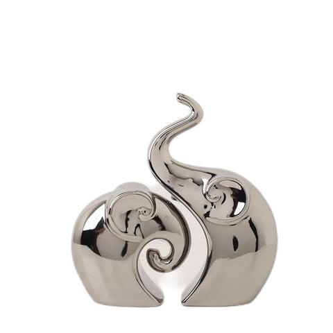 The Artsy Soul - Ceramic Silver Elephant Table Showpieces (Set of 2)