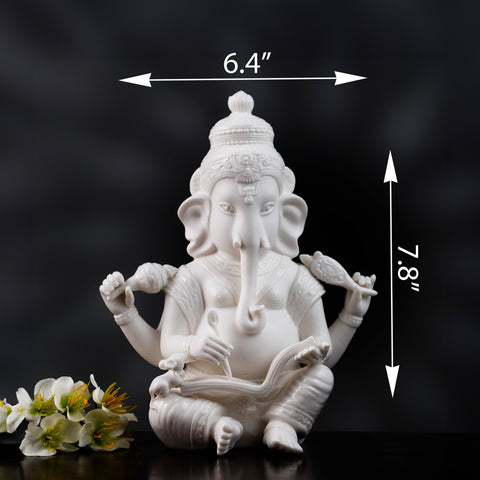 The Vighnaharta - High Porcelain Lord Ganesha Writing Mahabharata Statue (8 inches Tall)