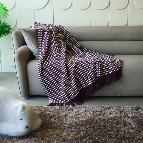 The Cozy Cocoon Woollen Throw - Purple