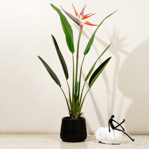 Artificial Trees/Plants Striking Beauty: 3.2 Feet Tall Real Touch Strelitzia with Flower (Without Pot)