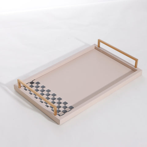 Monochromatic Hues: Leather & MDF Decorative Serving Tray - Style 2