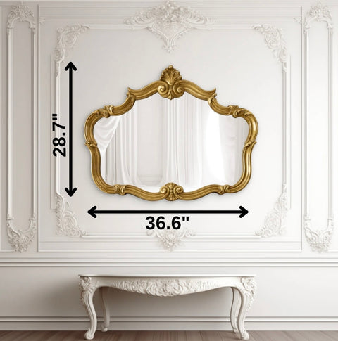 Royal Rococo - Victorian Style Premium Gold Finish Wall Mirror ~ 3.1 ft x 2.4 ft