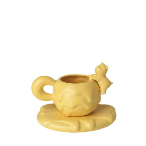 Honey Hug - Ceramic Coffee Cup Set in Creamy Yellow