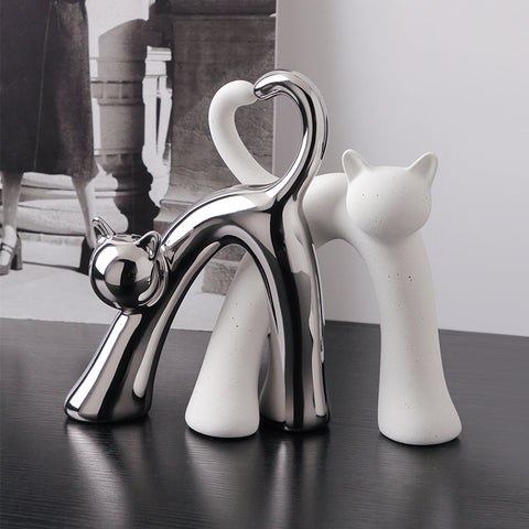 Twin Hearts - Ceramic Cat Showpiece