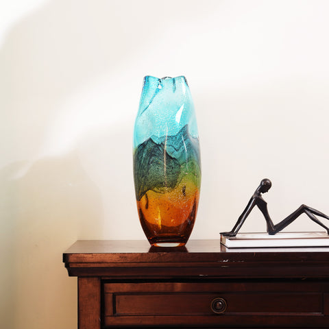 Sunlit Meadow - Yellow & Green Glass Table Vase - Style 3