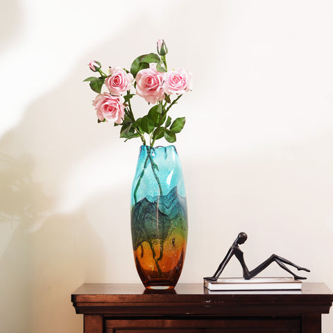 Sunlit Meadow - Yellow & Green Glass Table Vase - Style 3