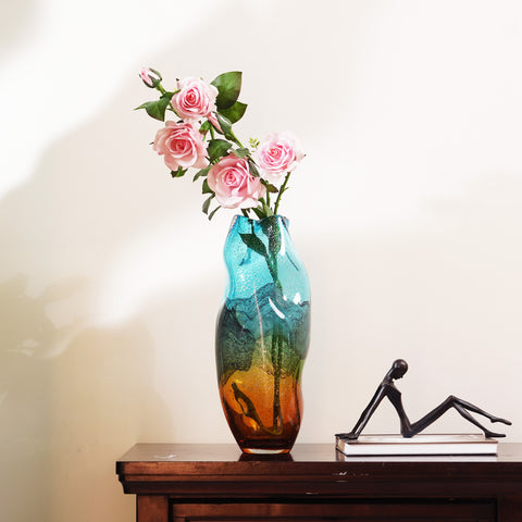 Sunlit Meadow - Yellow & Green Glass Table Vase - Style 3