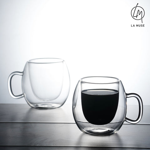 Miss Mocha - Glass Coffee Cup Set of 2 (300 ml)