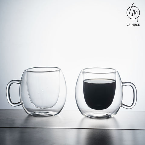 Miss Mocha - Glass Coffee Cup Set of 2 (300 ml)