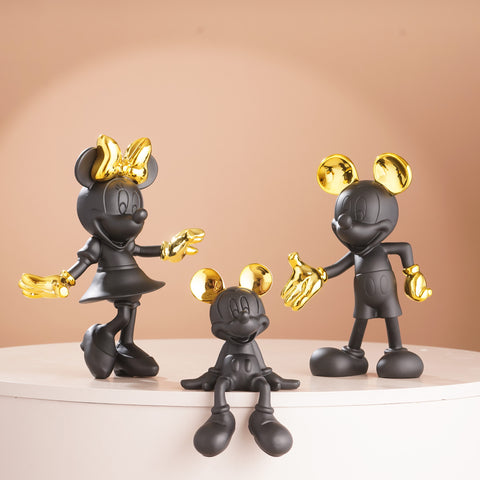 Glimpses of Innocence : Resin Mickey & Minnie Mouse Table Showpiece - Black & Gold