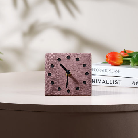 The Power Pyramid Leather & MDF Table Clock  - Brown