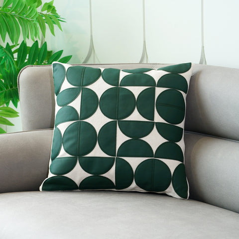 Retro Revival - Leather & Cotton Cushion Cover