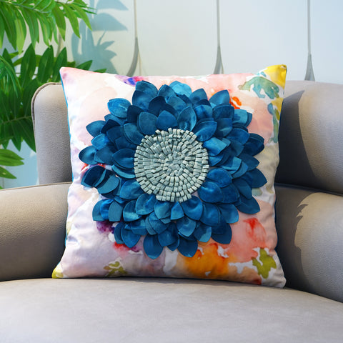 Flirty Florals - Velvet & Cotton Cushion Cover