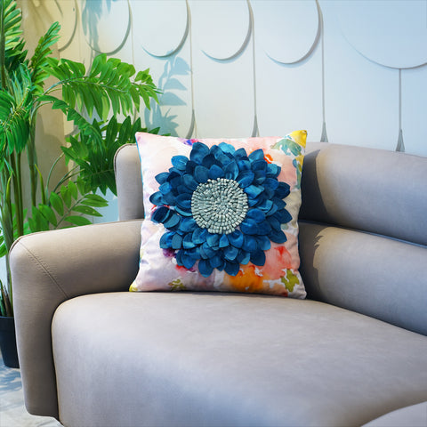 Flirty Florals - Velvet & Cotton Cushion Cover