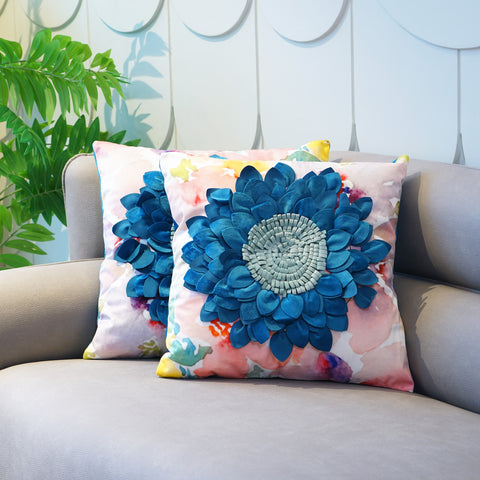 Flirty Florals - Velvet & Cotton Cushion Cover