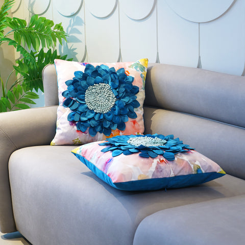 Flirty Florals - Velvet & Cotton Cushion Cover