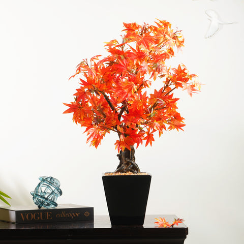 Maple Majesty - Japanese Style Artificial Orange Maple Plant  ~ 2.5 Feet Tall