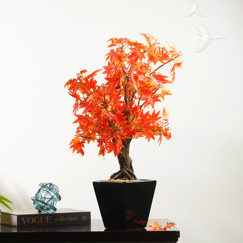 Maple Majesty - Japanese Style Artificial Orange Maple Plant  ~ 2.5 Feet Tall