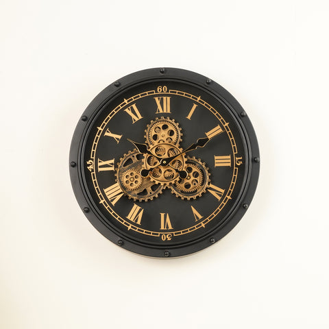 The Roman Chronograph - Designer Moving Gears Wall Clock (19.6" Dia)