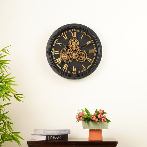 The Roman Chronograph - Designer Moving Gears Wall Clock (19.6" Dia)