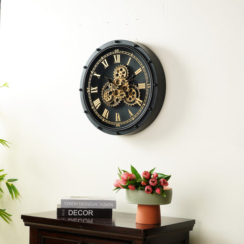 The Roman Chronograph - Designer Moving Gears Wall Clock (19.6" Dia)