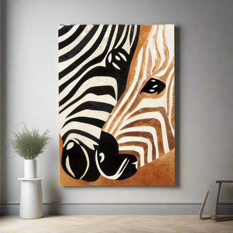 Wildly Connected - Zebra Inspired Bovine Leather Wall Art (4.2 ft x 3 ft)