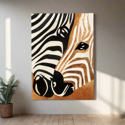 Wildly Connected - Zebra Inspired Bovine Leather Wall Art (4.2 ft x 3 ft)