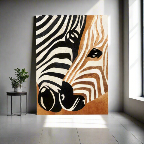 Wildly Connected - Zebra Inspired Bovine Leather Wall Art (4.2 ft x 3 ft)