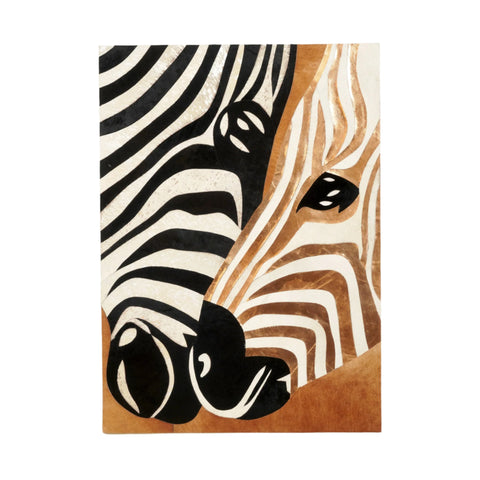 Wildly Connected - Zebra Inspired Bovine Leather Wall Art (4.2 ft x 3 ft)