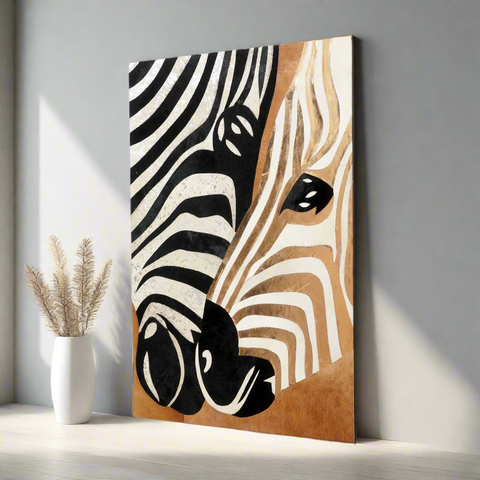 Wildly Connected - Zebra Inspired Bovine Leather Wall Art (4.2 ft x 3 ft)