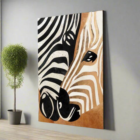 Wildly Connected - Zebra Inspired Bovine Leather Wall Art (4.2 ft x 3 ft)