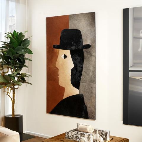 The Poised Stranger - Leather Wall Art (5 ft x 3 ft)