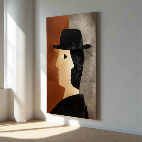 The Poised Stranger - Leather Wall Art (5 ft x 3 ft)