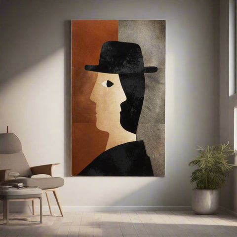 The Poised Stranger - Leather Wall Art (5 ft x 3 ft)