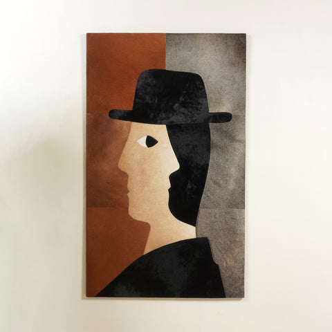 The Poised Stranger - Leather Wall Art (5 ft x 3 ft)