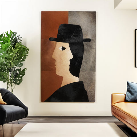 The Poised Stranger - Leather Wall Art (5 ft x 3 ft)