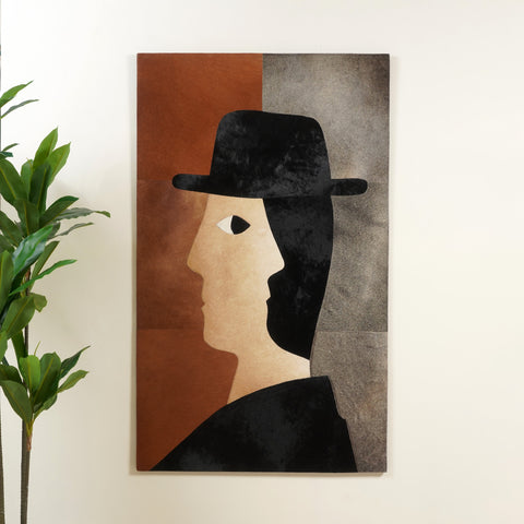 The Poised Stranger - Leather Wall Art (5 ft x 3 ft)