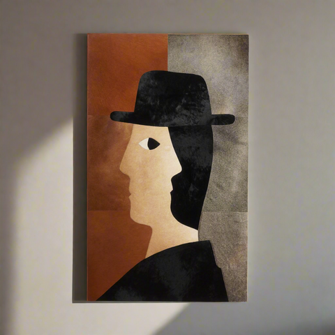 The Poised Stranger - Leather Wall Art (5 ft x 3 ft)