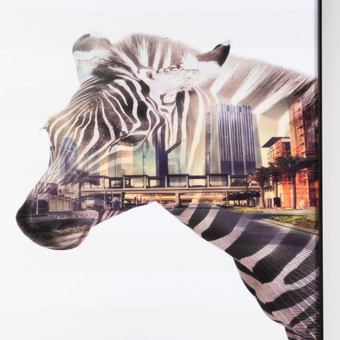 Urban Stripes: A Glimpse Within - Zebra Themed Glass Framed Wall Art