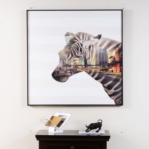 Urban Stripes: A Glimpse Within - Zebra Themed Glass Framed Wall Art