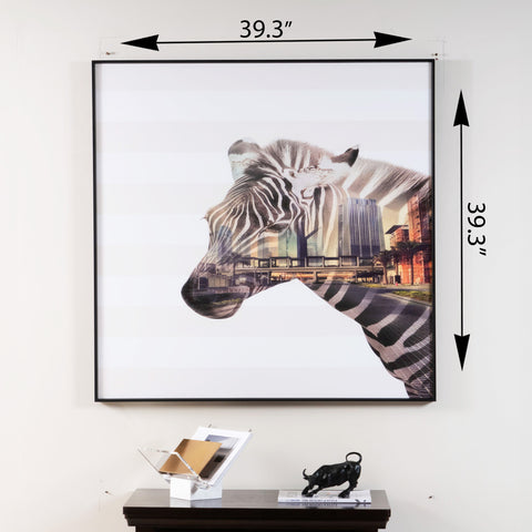 Urban Stripes: A Glimpse Within - Zebra Themed Glass Framed Wall Art